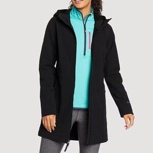 Eddie Bauer Windfoil softshell thermal trench long jacket black petite small PS